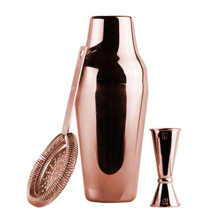 barGEEK Shaken Essentials Copper cocktail shaker set