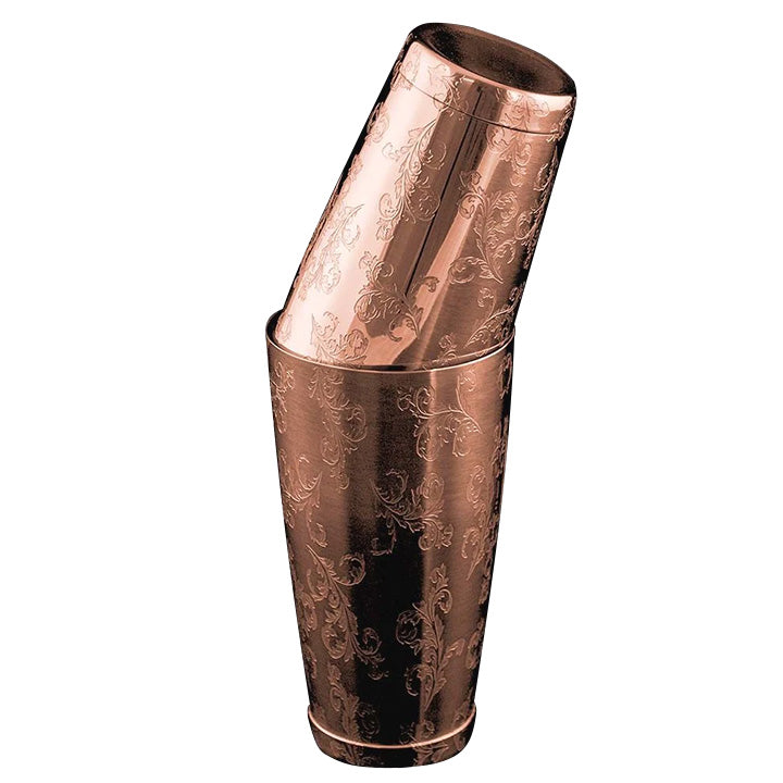 Shaker Boston Acier Inox Gravé Plaqué Cuivre – Boîte Lestée – Pro Pour Cocktails Maison & Bar